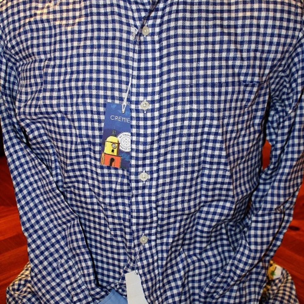 NEW DANIEL CREMIEUX STRIPES BLUE 100% LINEN SHIRT